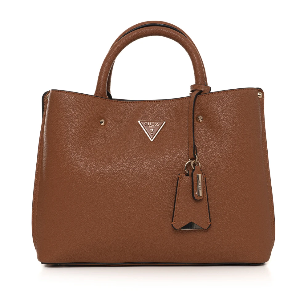 Guess Stijlvolle Meridian Handtas met Drie Compartimenten Brown Dames