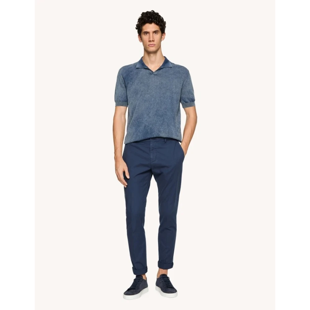 Dondup Katoenen gepantserde wortelbroek Blue Heren
