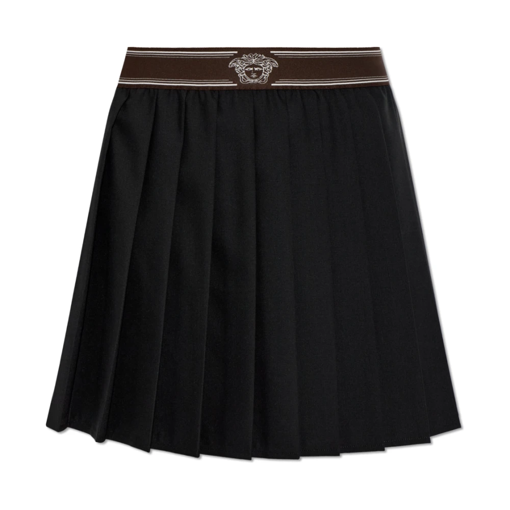 Versace , Short Skirts, Female, Black, Xs, Pleated Wool-Mohair Mini Skirt