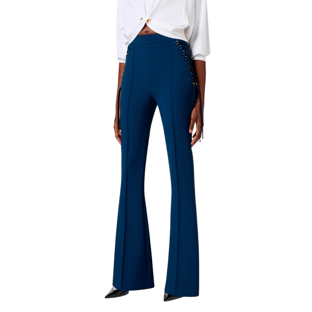 Elisabetta Franchi Wijde broek met elegante silhouet Blue Dames