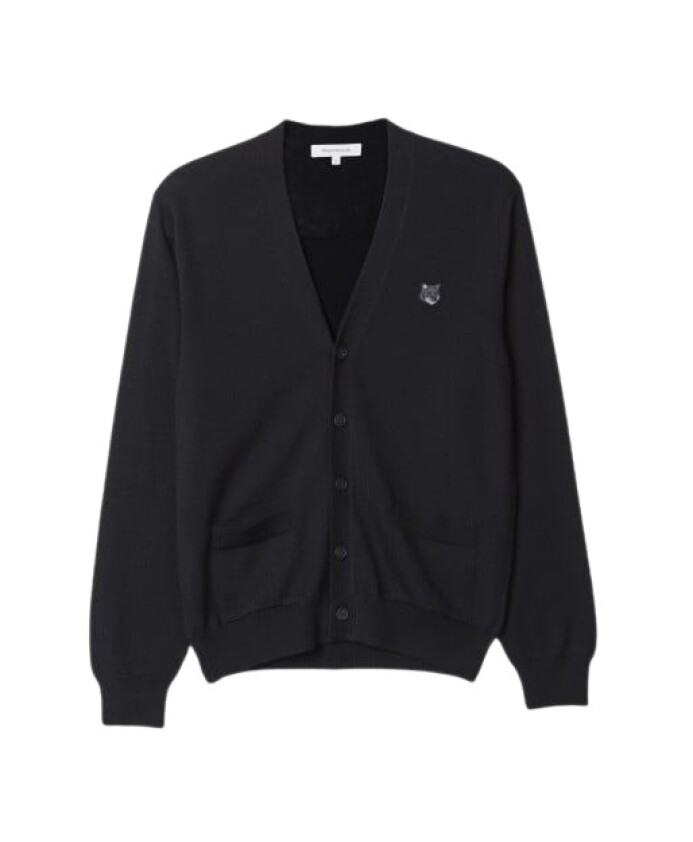 fox-head-patch-cardigan-sweater