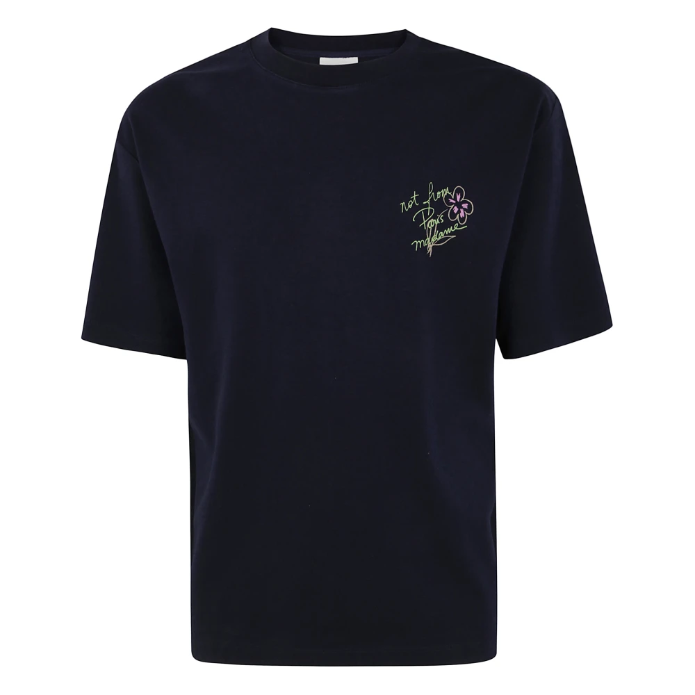 Drole de Monsieur Slogan Schets T-shirt Blue Heren