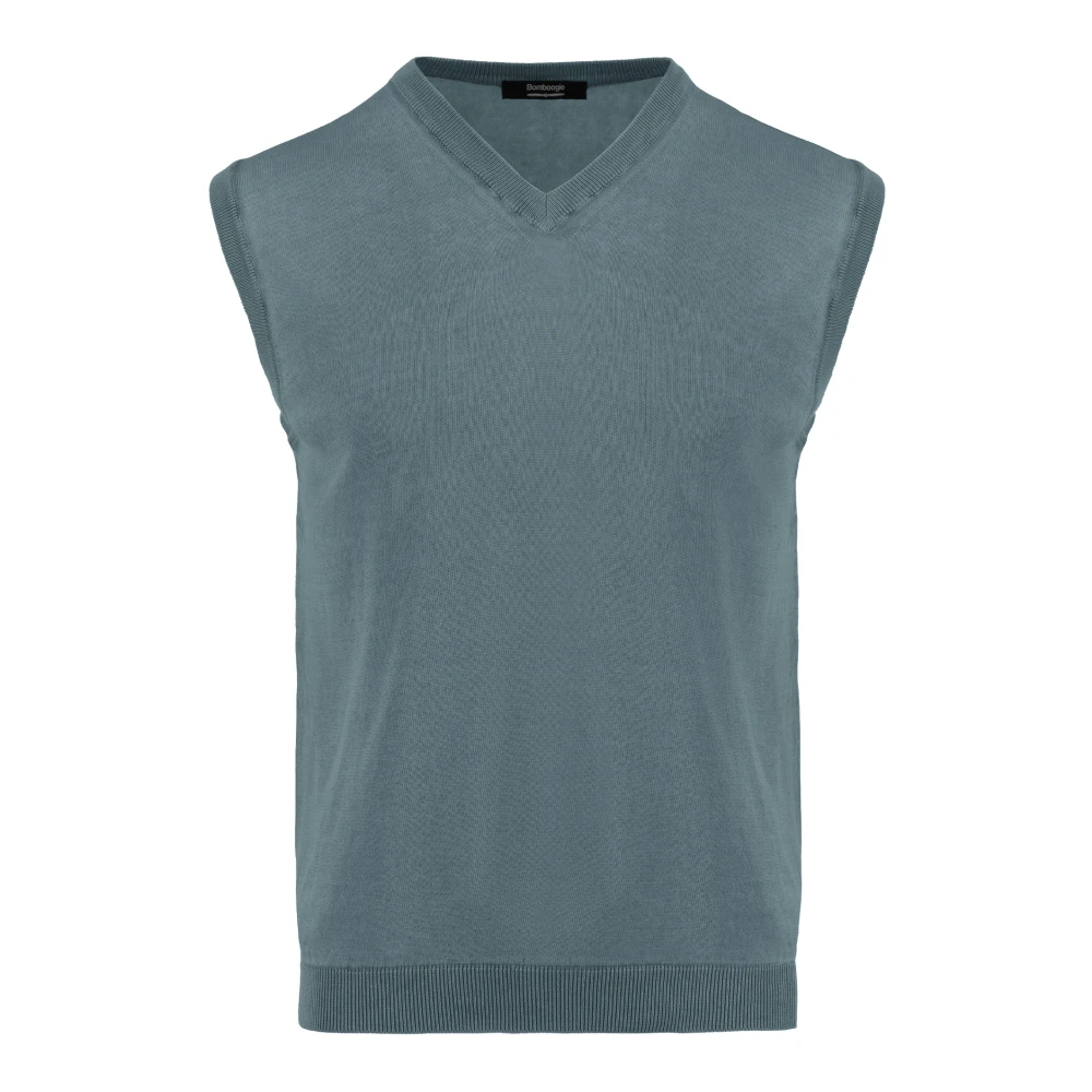 Bomboogie Uomo Blu - Gilet In Cotone Con Scollo A V - Knitwear - L