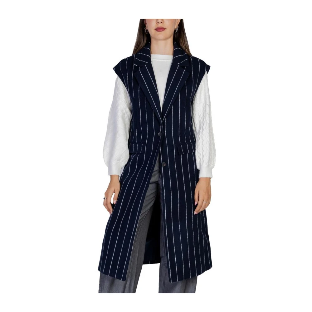 Ichi Blauwe Dames Herfst Winter Jas & Mantel Blue Dames