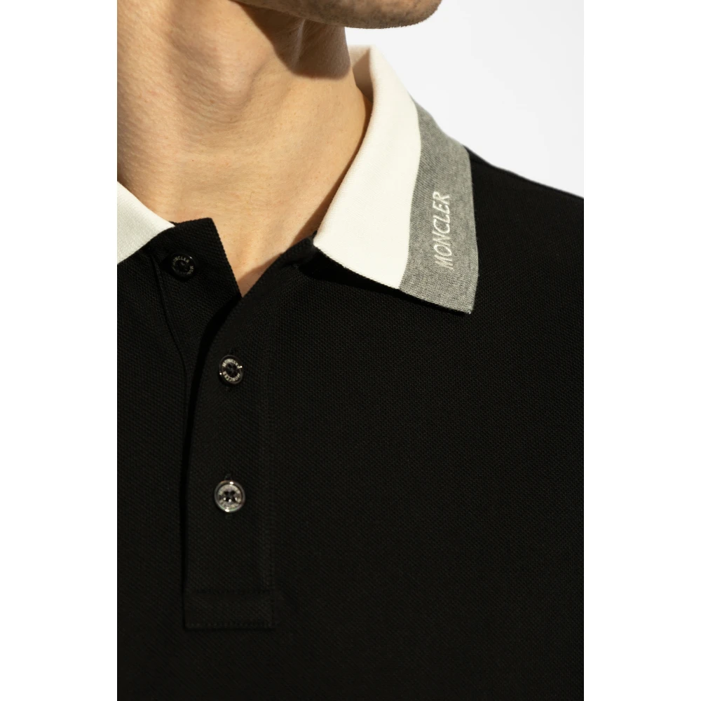 Moncler Katoenen polo met logo Black Heren
