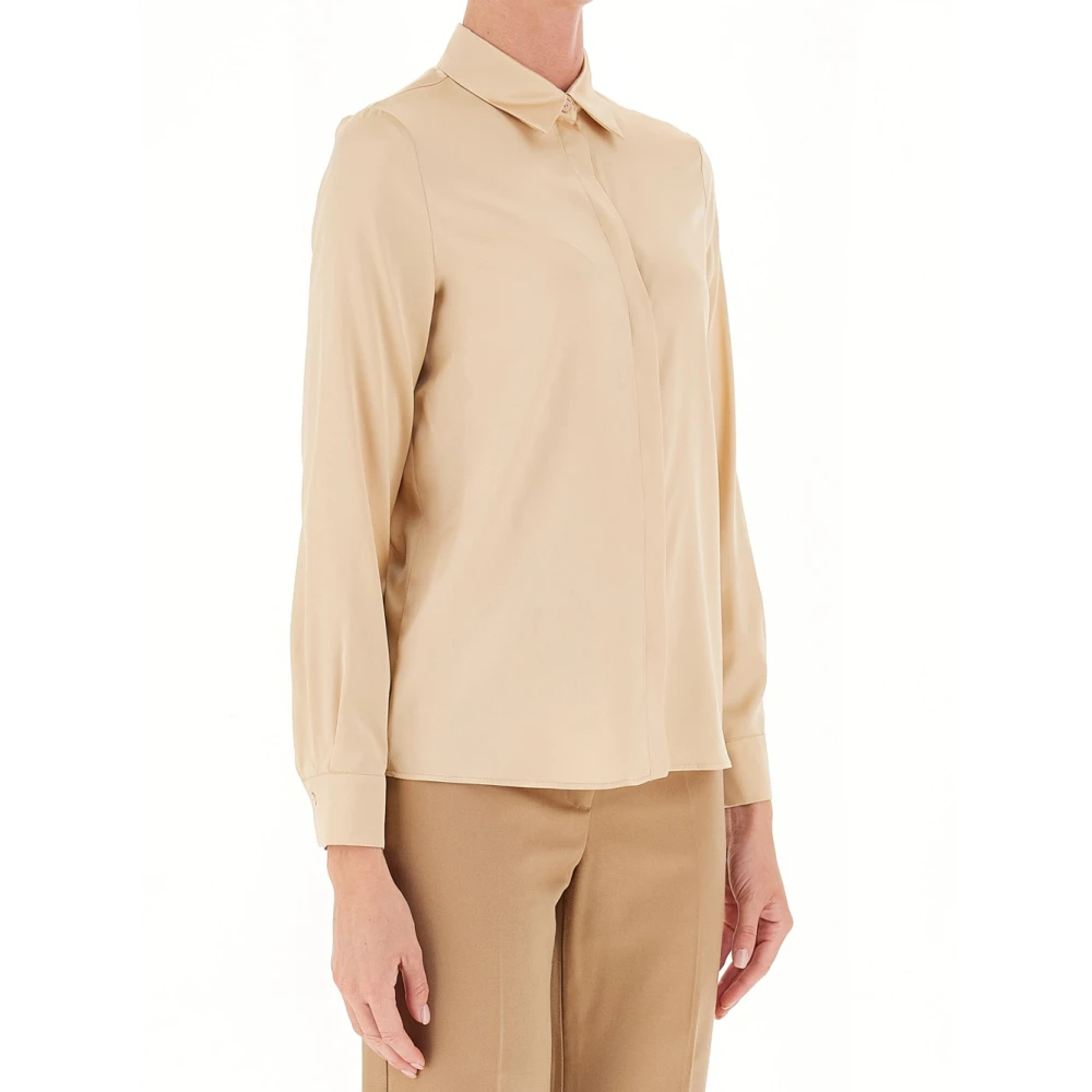 Pennyblack Beige Zijden Stretch Shirt Vittoria Brown Dames