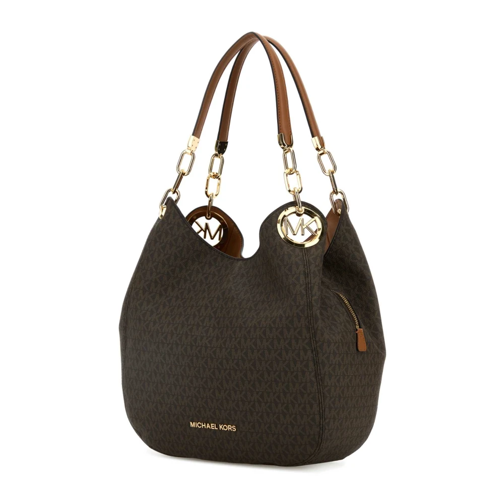 Michael Kors Lillie Large Signature Logo Schoudertas Brown Dames
