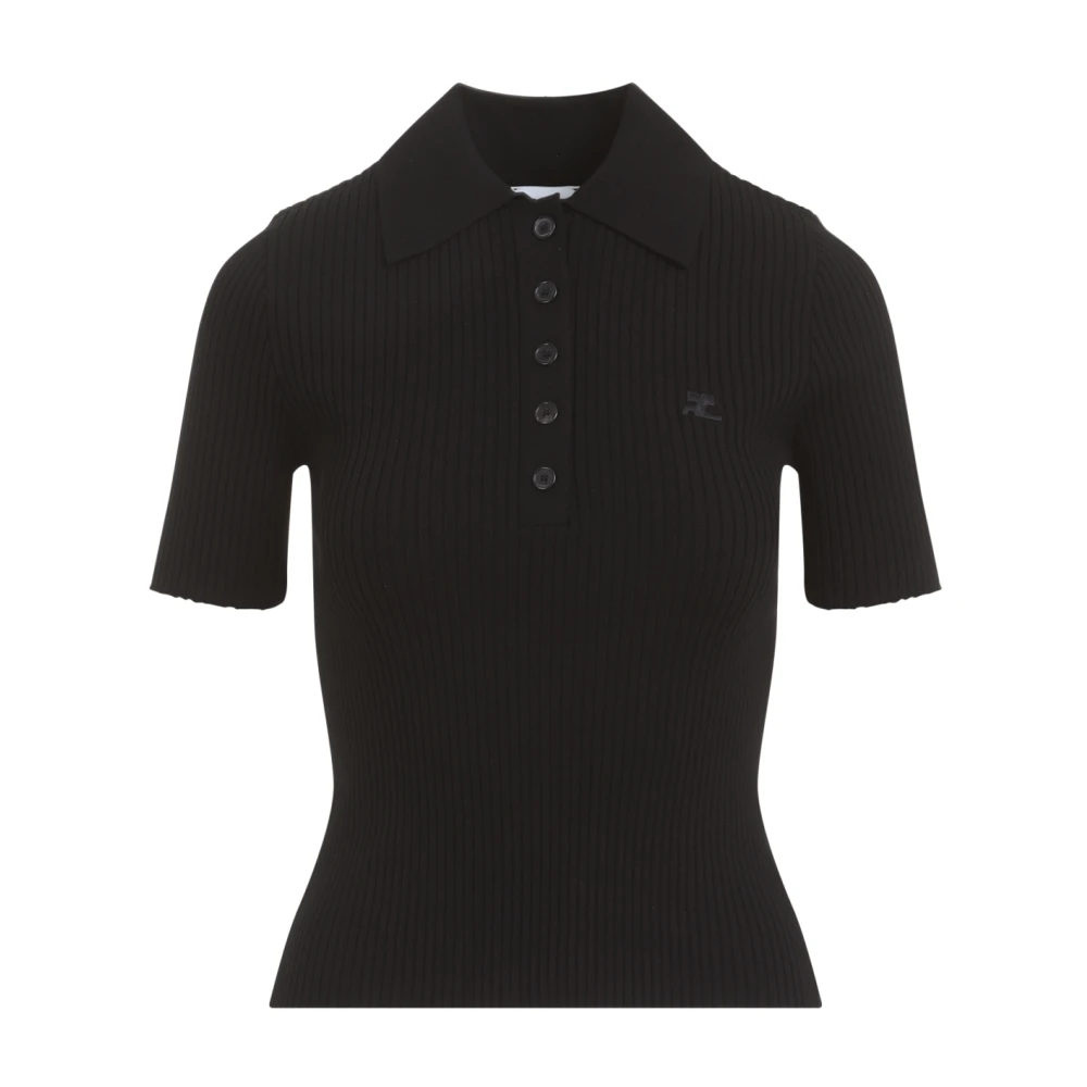 Courrèges Ribgebreide Polo Black Dames
