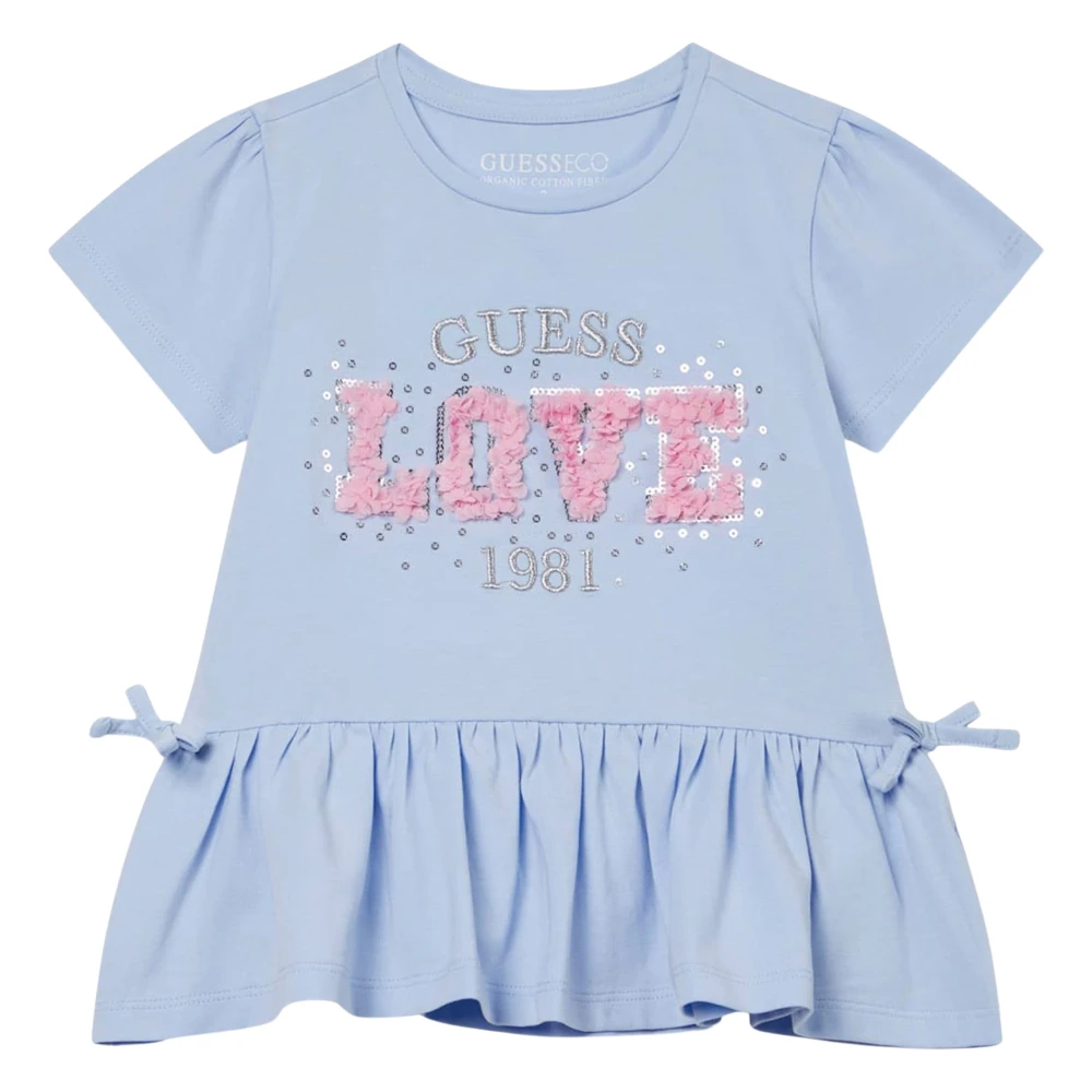 Guess Girls Blue Love Logo Peplum T-Shirt - Dresses - 5 Y - Kids