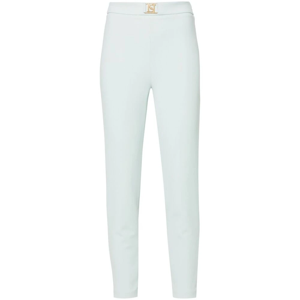 Elisabetta Franchi Blauwe Stretch Crepe Broek Blue Dames