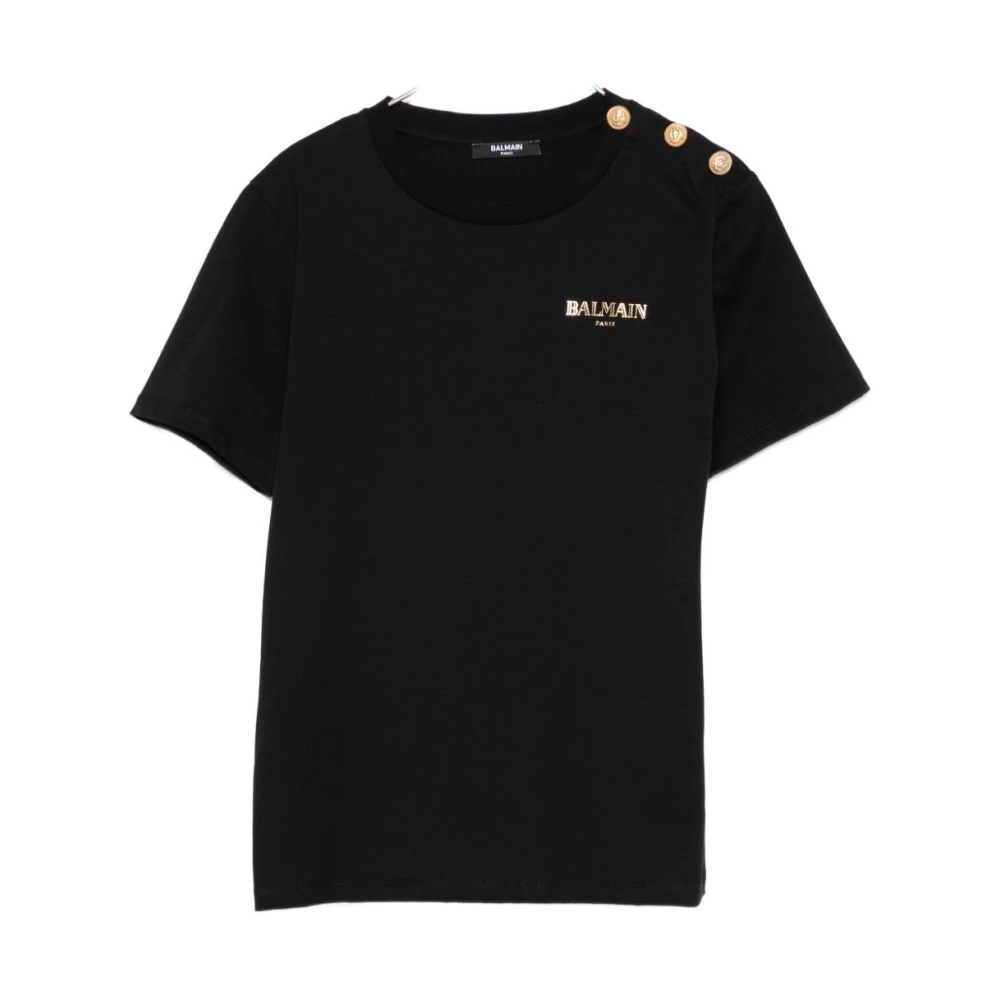 Balmain Girls Black & Gold Stylish 'S T-Shirt - Kids Short Sleeve T-Shirts - 14 Y - Kids