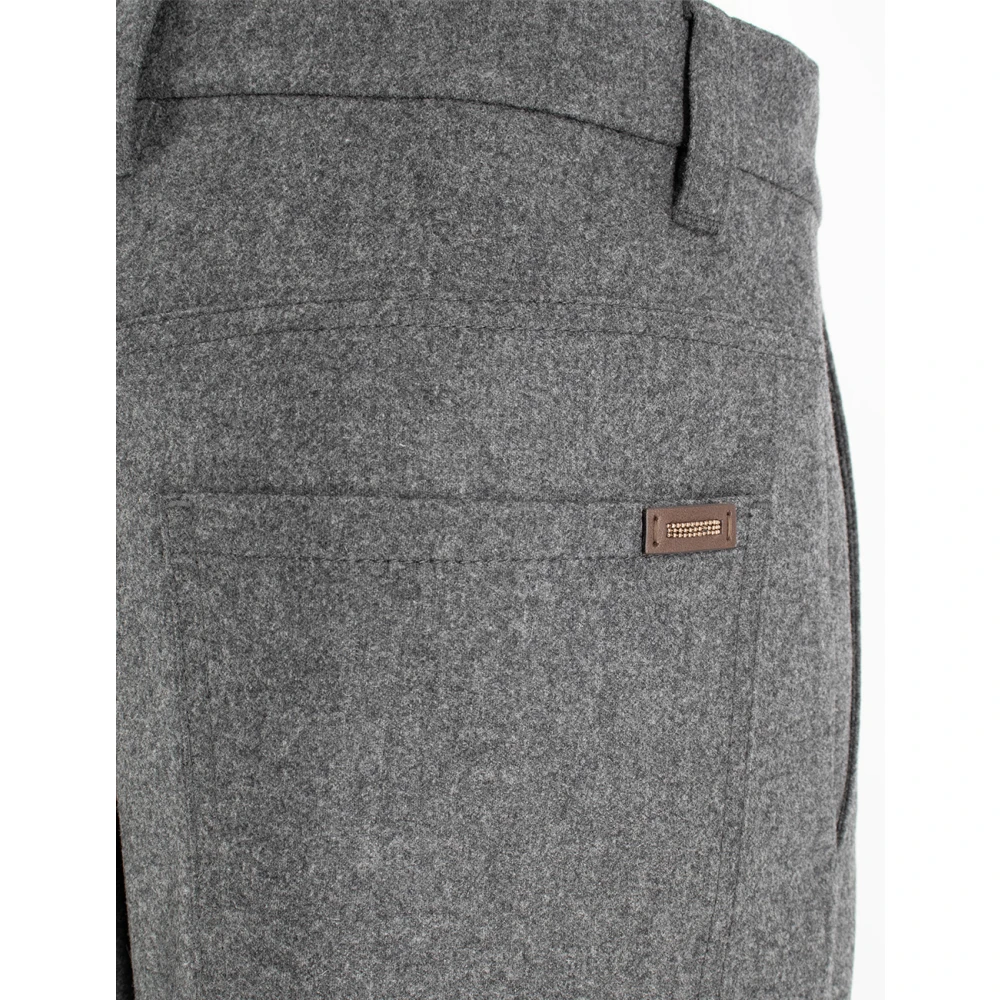 BRUNELLO CUCINELLI Wol Kasjmier Flanel Op Maat Broek Gray Dames