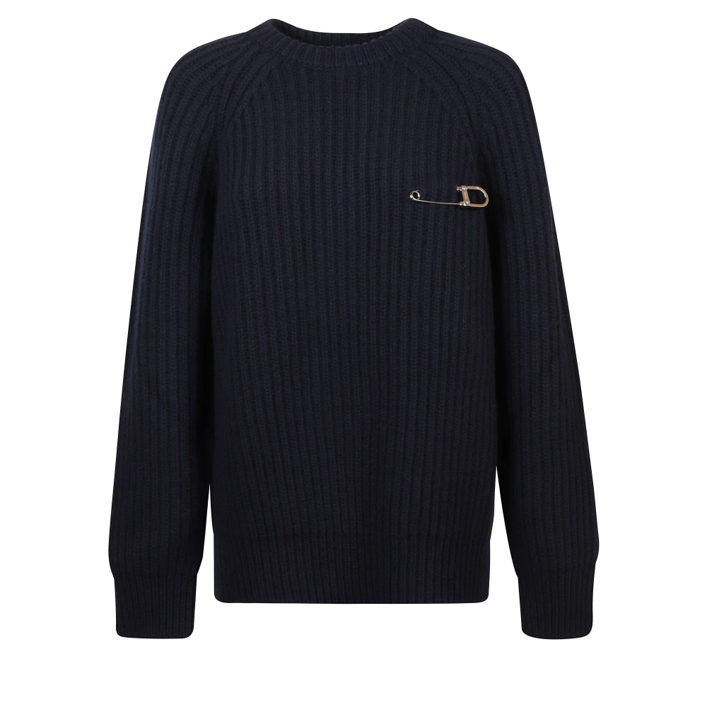 Prada Wool Blend Jumper - Female - Round-Neck Knitwear - Blue - Xs - Knitwear