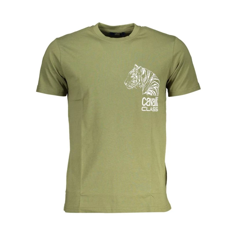 Cavalli Class Men's Green Tiger Head Print Tee