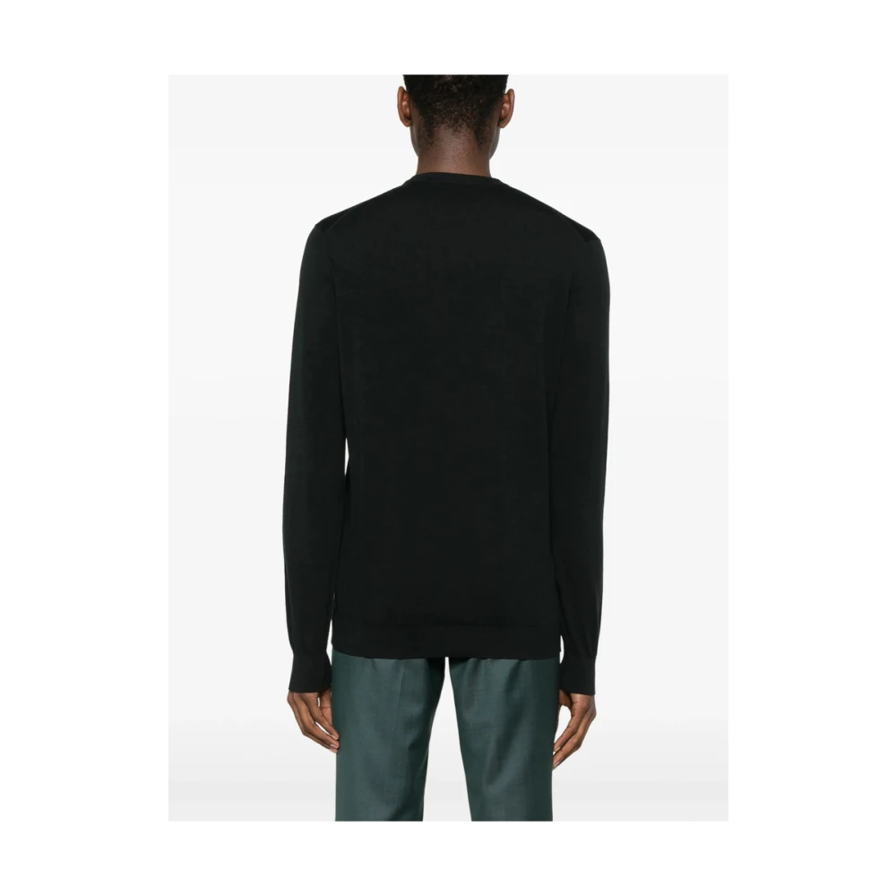 Fedeli Zwarte Crew Neck Sweater Lange Mouwen Black Heren