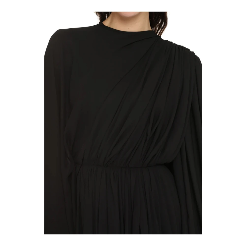 Balenciaga Crepe Jurk met Vetersluiting Black Dames