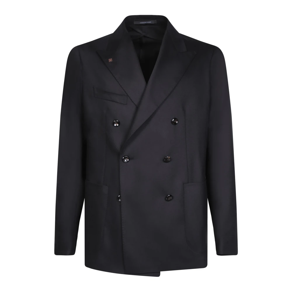 Tagliatore Zwarte Wol Zijde Blazer Elegante Stijl Black Heren