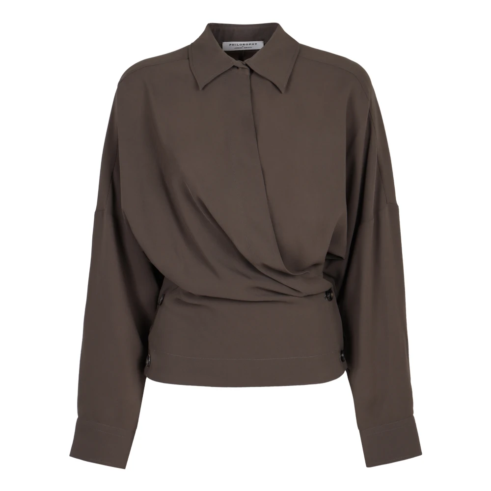 Philosophy di Lorenzo Serafini Klassieke Crêpe Shirt Gray Dames