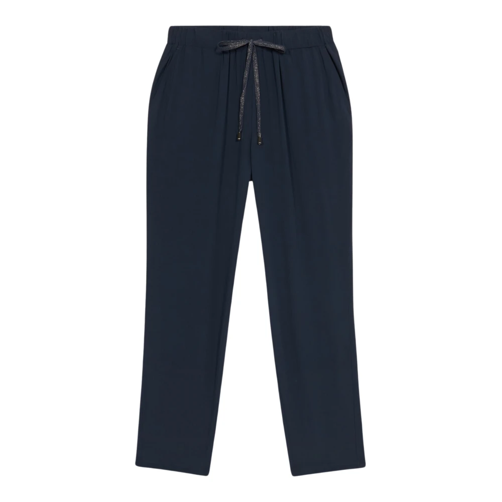 Oltre Viscose Joggers Green Story Elastische Taille Blue Dames