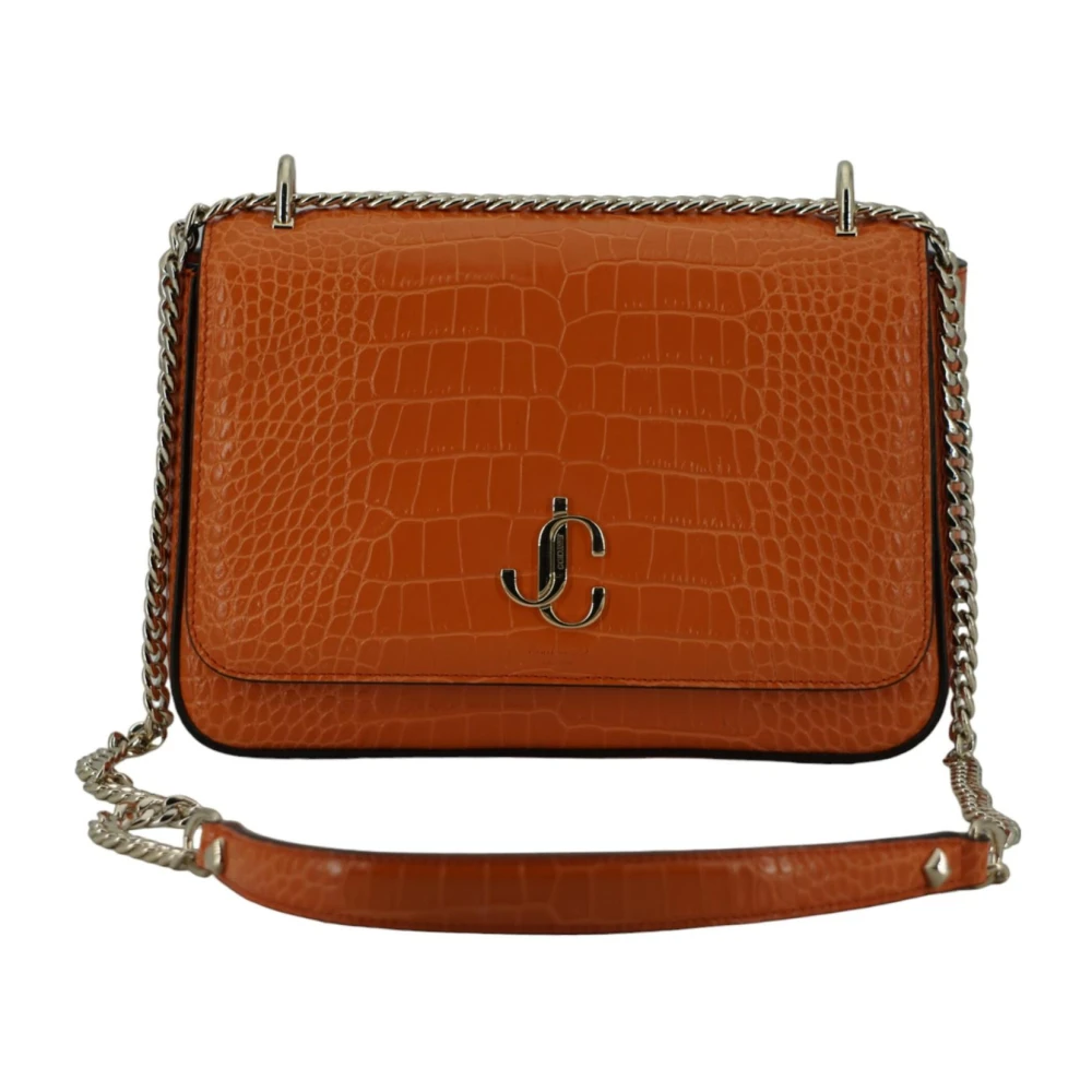 Jimmy Choo Oranje Krokodil Geëmbosseerde Leren Schoudertas Orange Dames