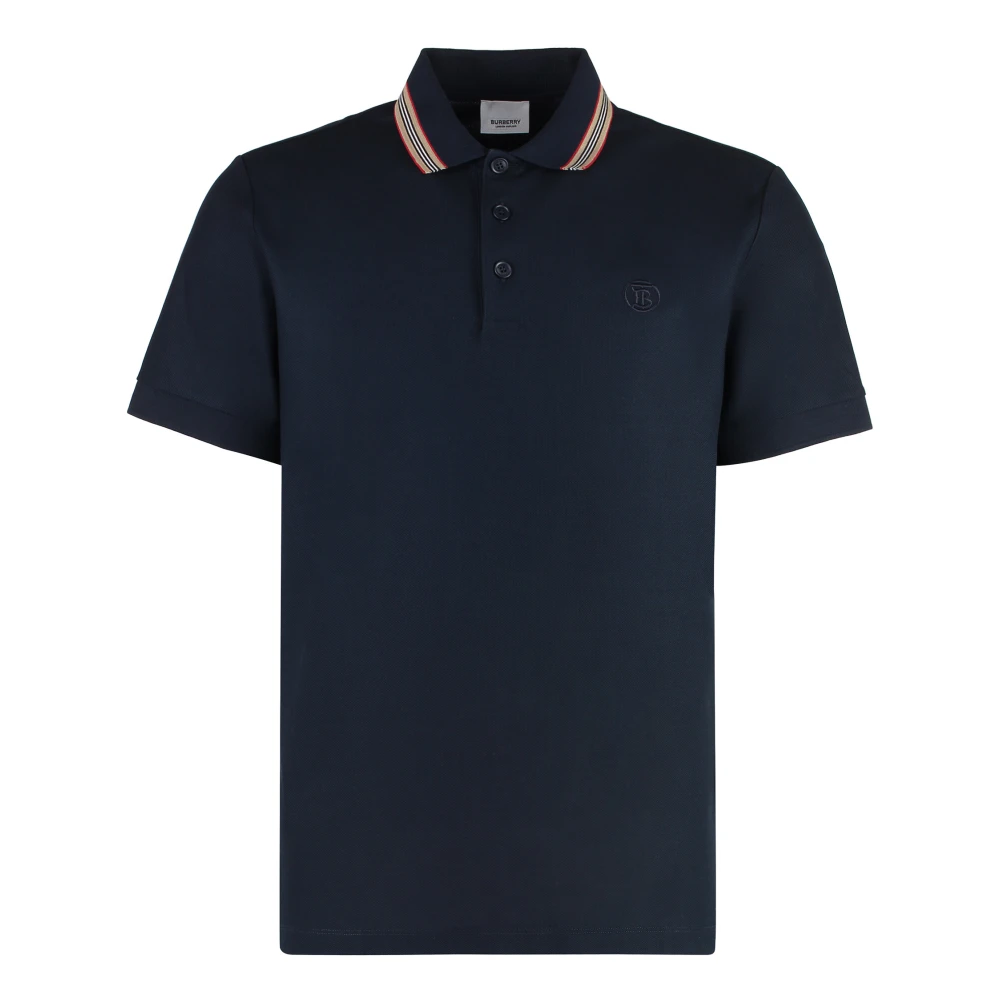 Burberry Katoenen Polo Shirt met Ribboorden Black Heren