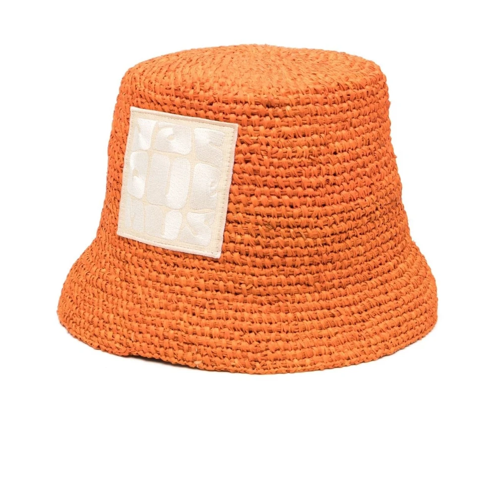 Jacquemus Women's Orange Raffia Bucket Hat
