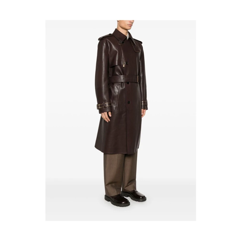 Burberry Stud Embellished Leren Jas Brown Heren