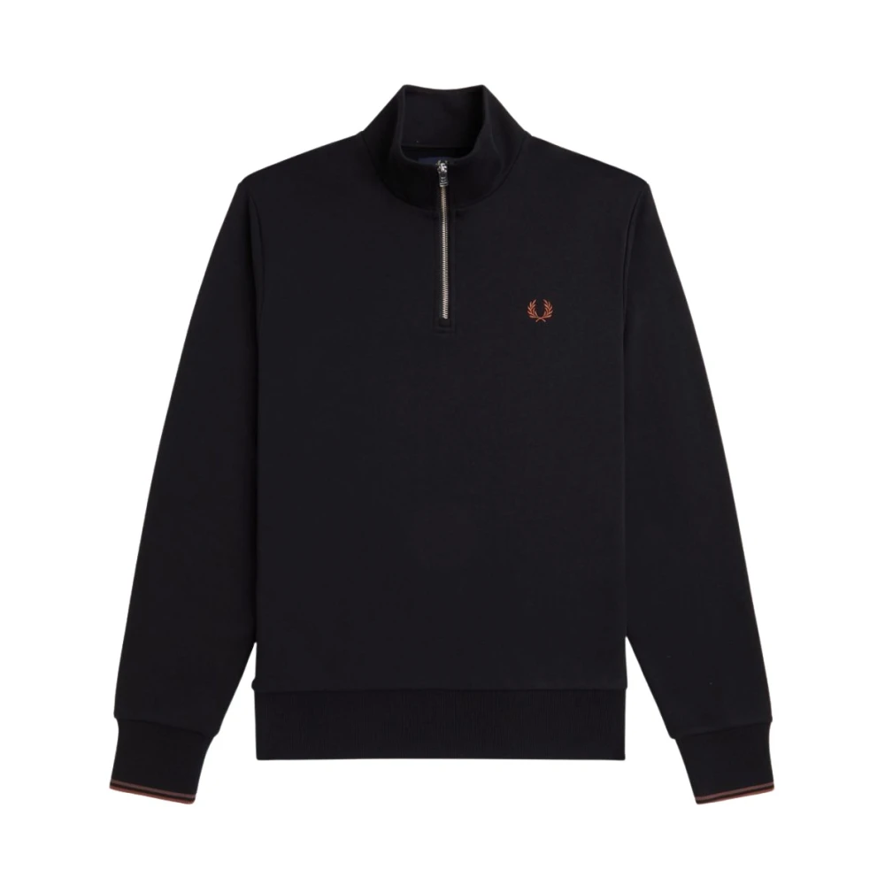 Fred Perry Skorstenshals Halv-Zip Tröja Black, Herr