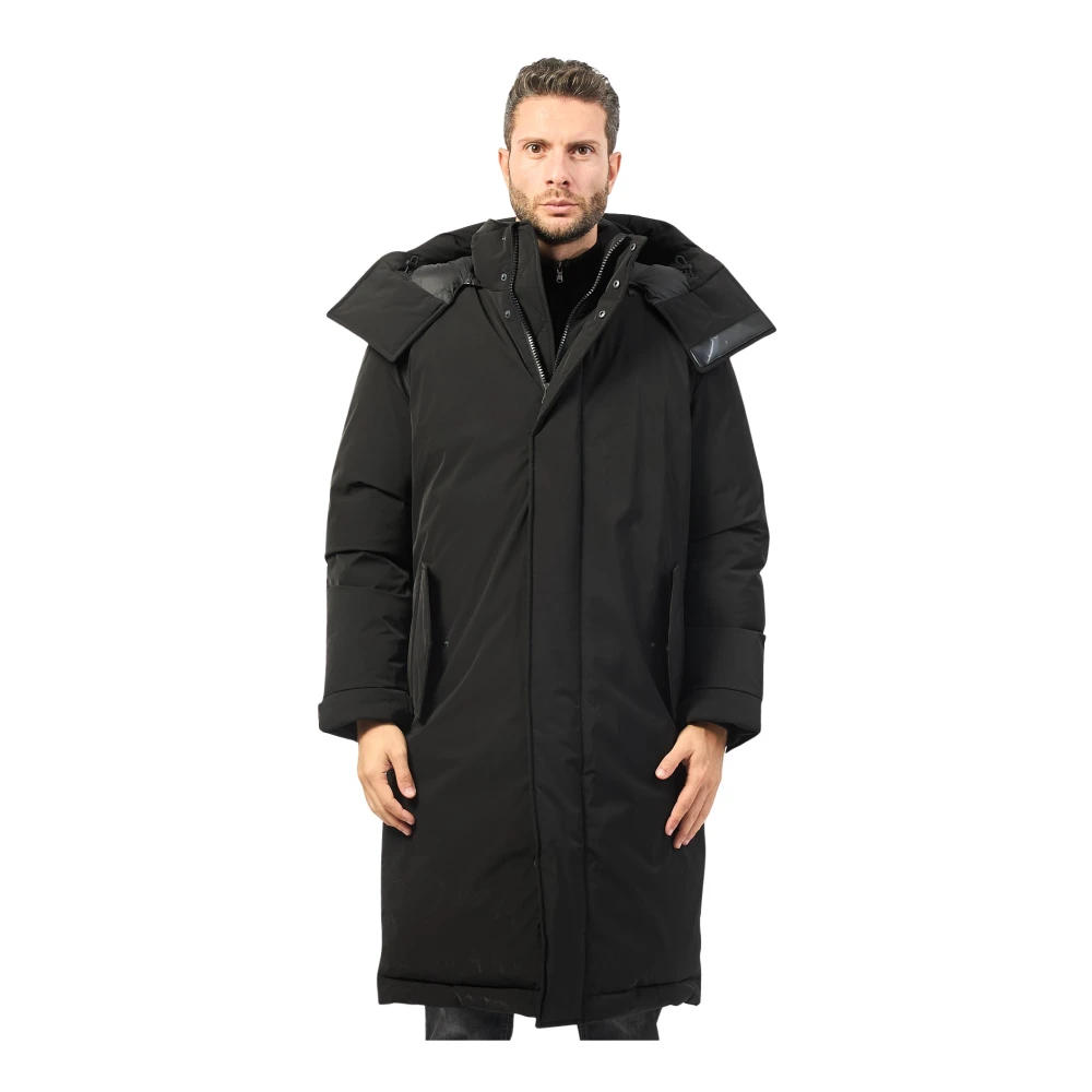 Hugo Boss Zwarte Waterdichte Parka met Oversized Pasvorm Black Heren
