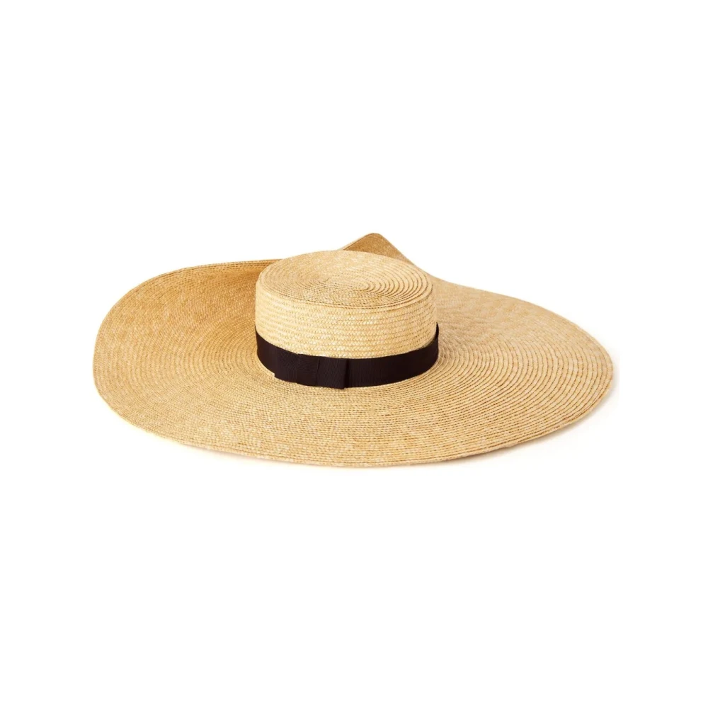 Nina Ricci Natuurlijke Raphia Capeline Hoeden Beige Dames
