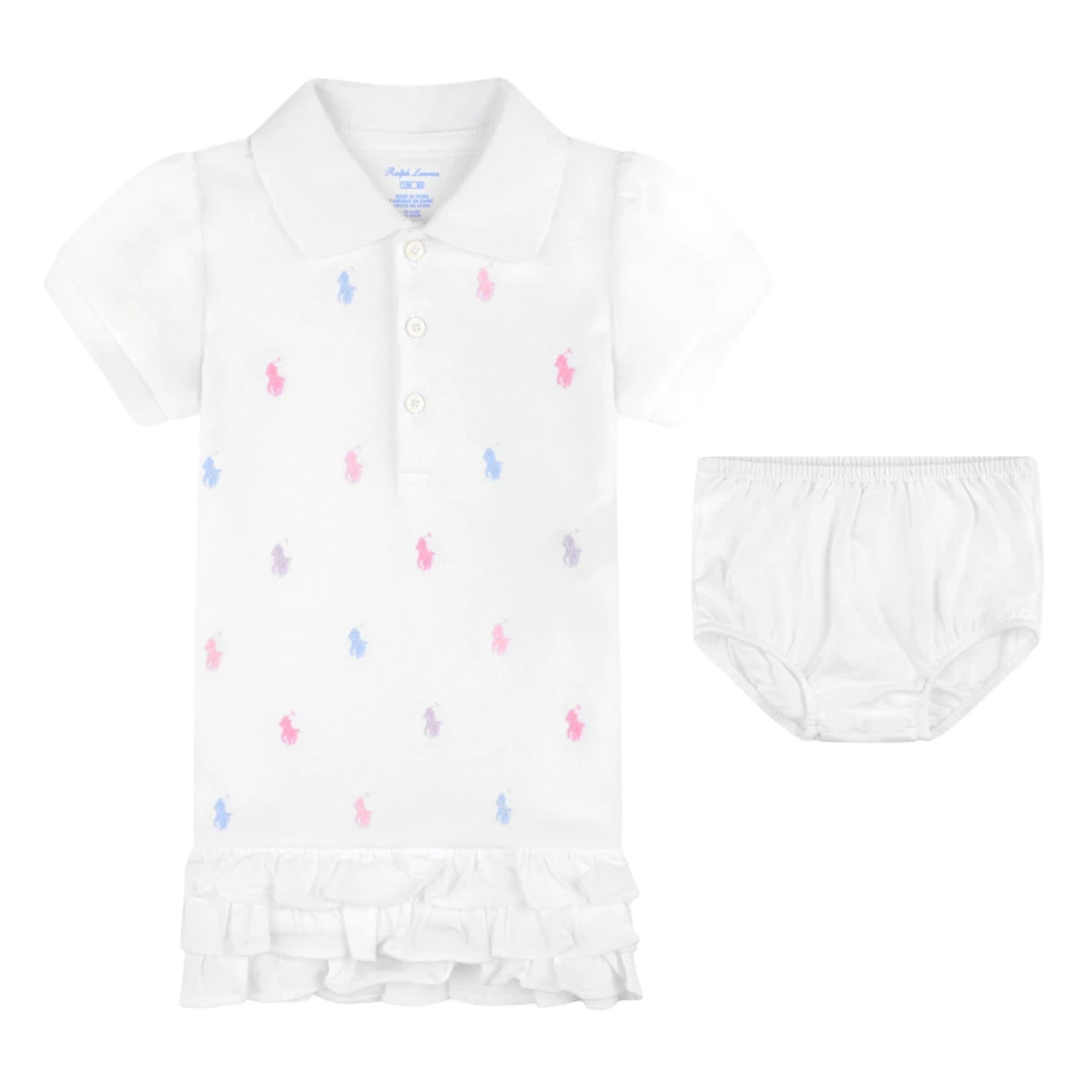Ralph Lauren Women's White Baby Girls Schiffli Polo Dress