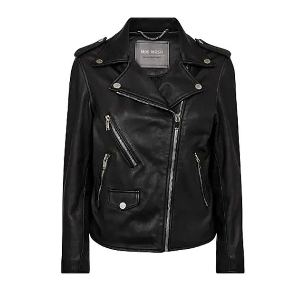 MOS MOSH Zwarte Bikerjas met Ritsdetails Black Dames