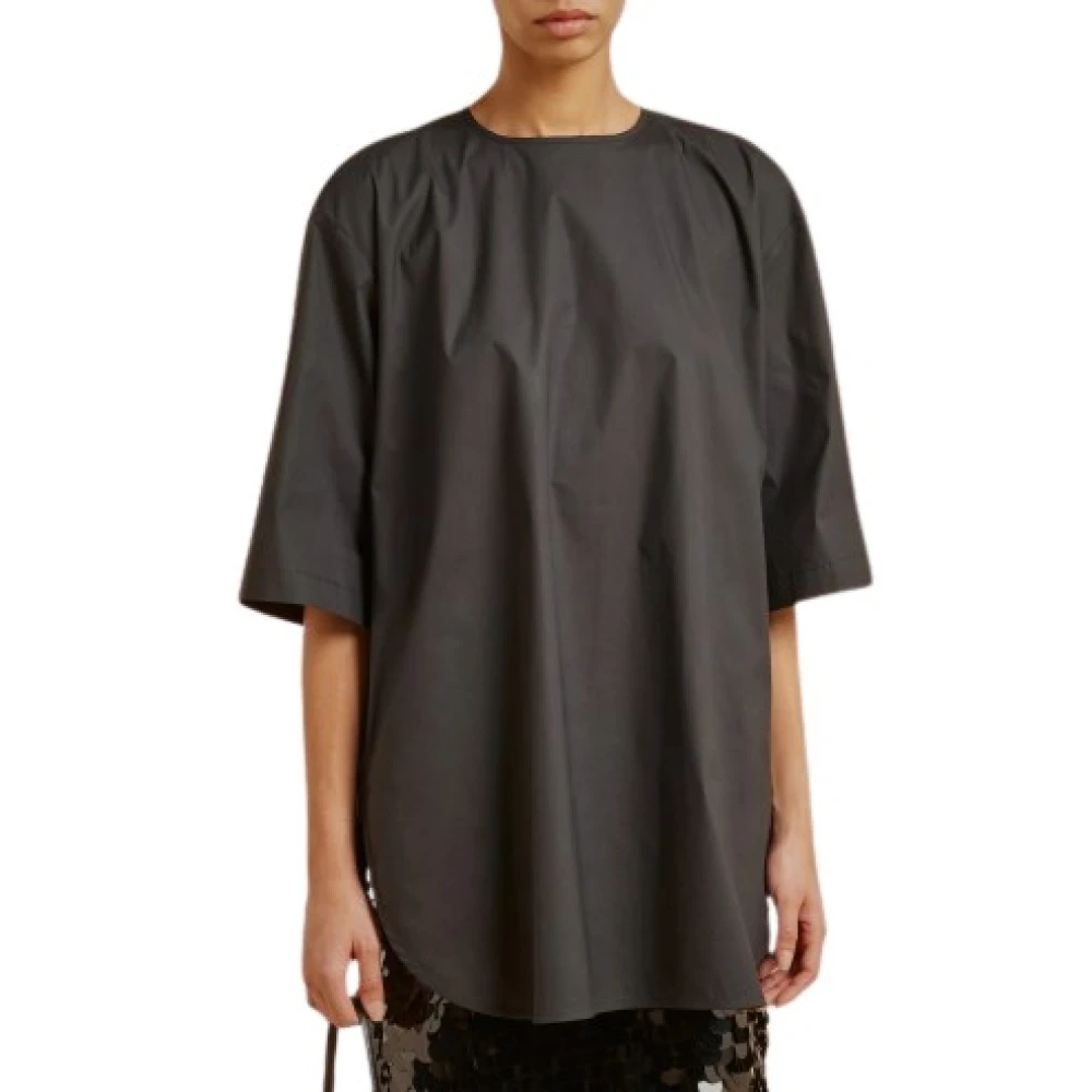 Liviana Conti Moderne Oversized Katoenen Blouse Black Dames