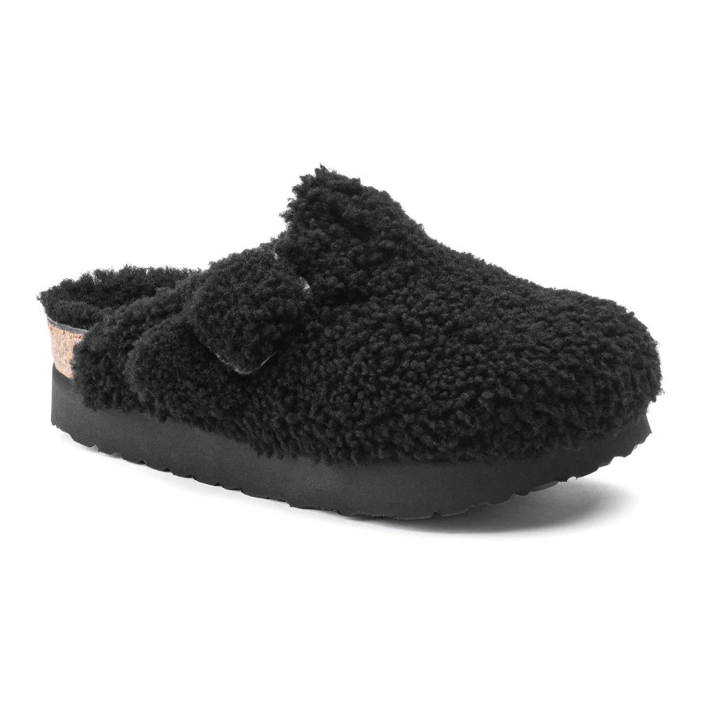 Birkenstock Fårskinnplattformkängor Black, Dam