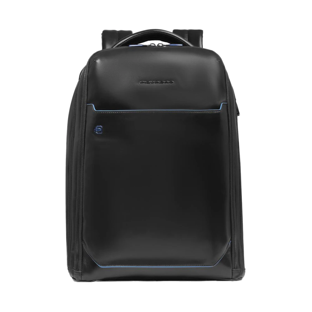 Piquadro Svart Fast-Check Reseryggsäck För Laptop Och Ipad Pro 12,9