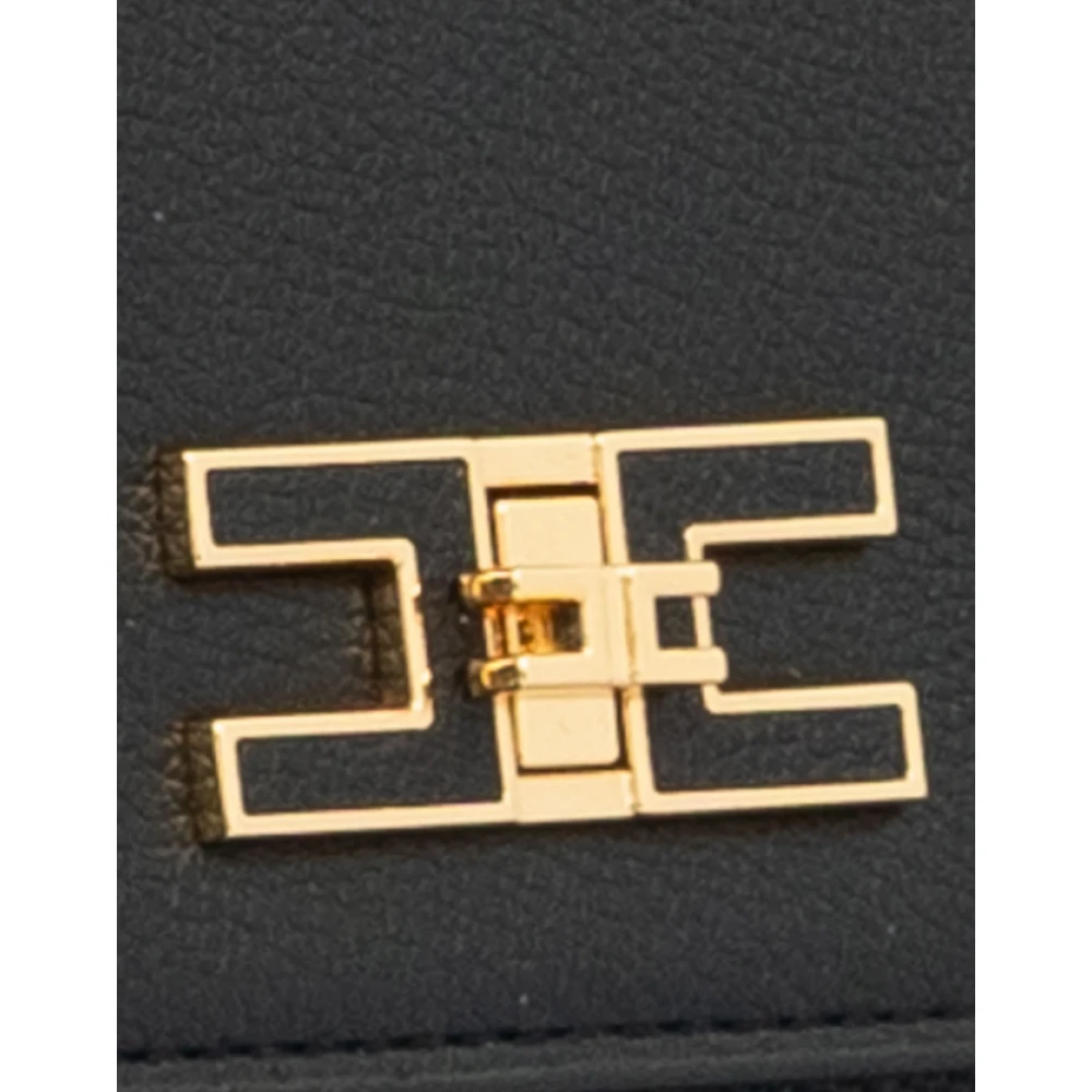 Elisabetta Franchi Zwarte Eco-Leren Schoudertas met Gouden Details Black Dames