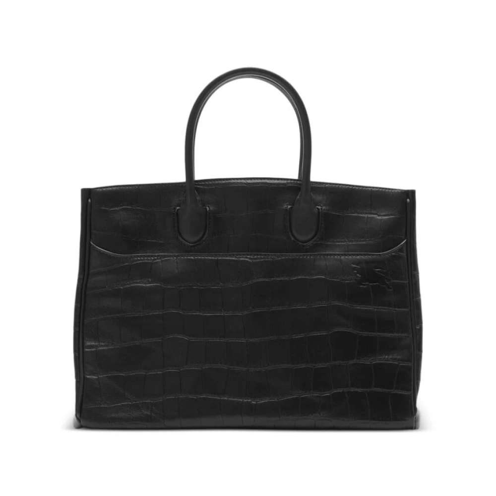 Burberry Zwarte Krokodileffect Handtas Black Dames