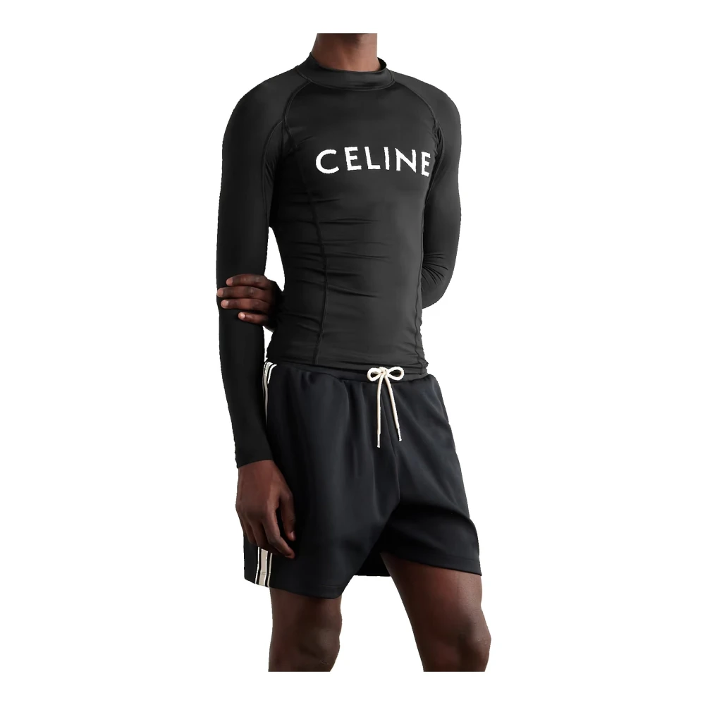 Celine Zwarte Surf Logo T-shirt Black Heren