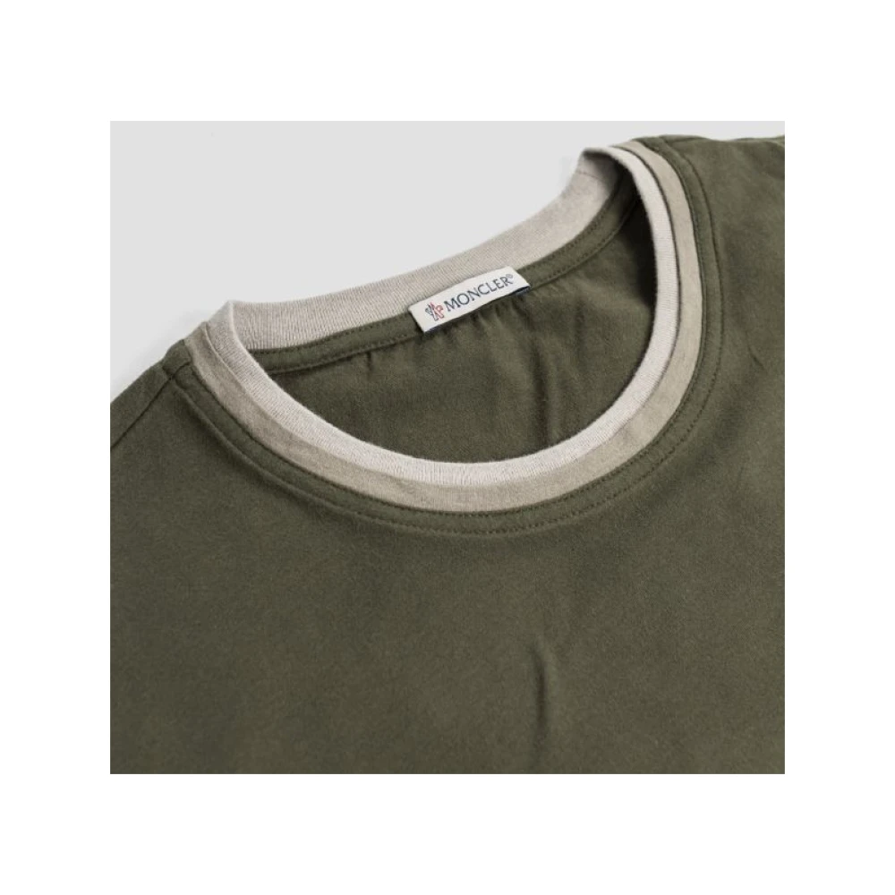 Moncler Khaki Groen Katoenen T-shirt Green Heren