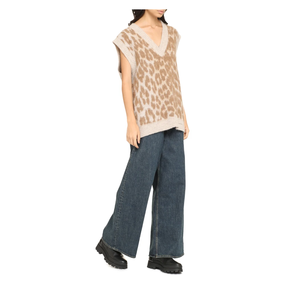 Ganni Wollen Vest met Contrasterende Randen Multicolor Dames