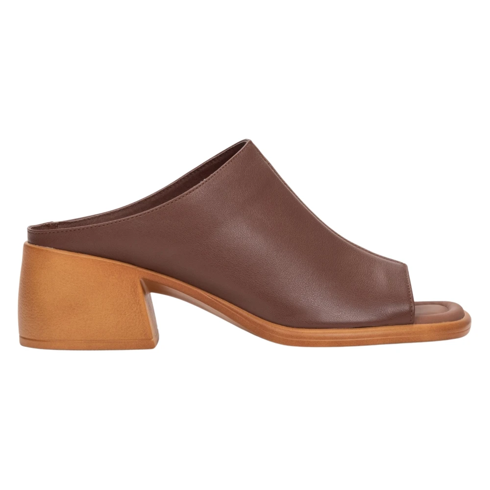 Estro Brown Heeled Mules, Female, 8 Uk, Leather Mules