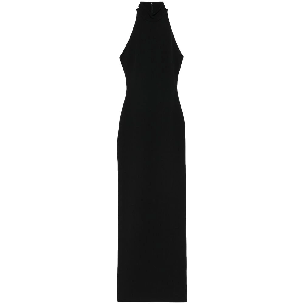 Solace London Zwarte Halternek Mouwloze Lange Jurk Black Dames