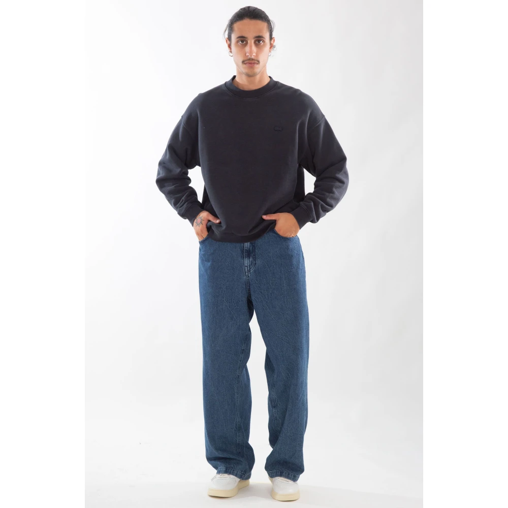 Lacoste Gewassen Fleece Sweatshirt in 031 Black Heren