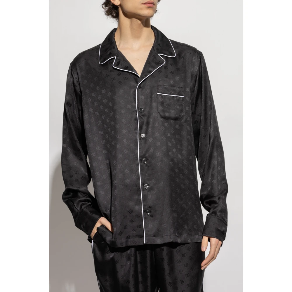 Dolce & Gabbana Zijden shirt met zak Black Heren