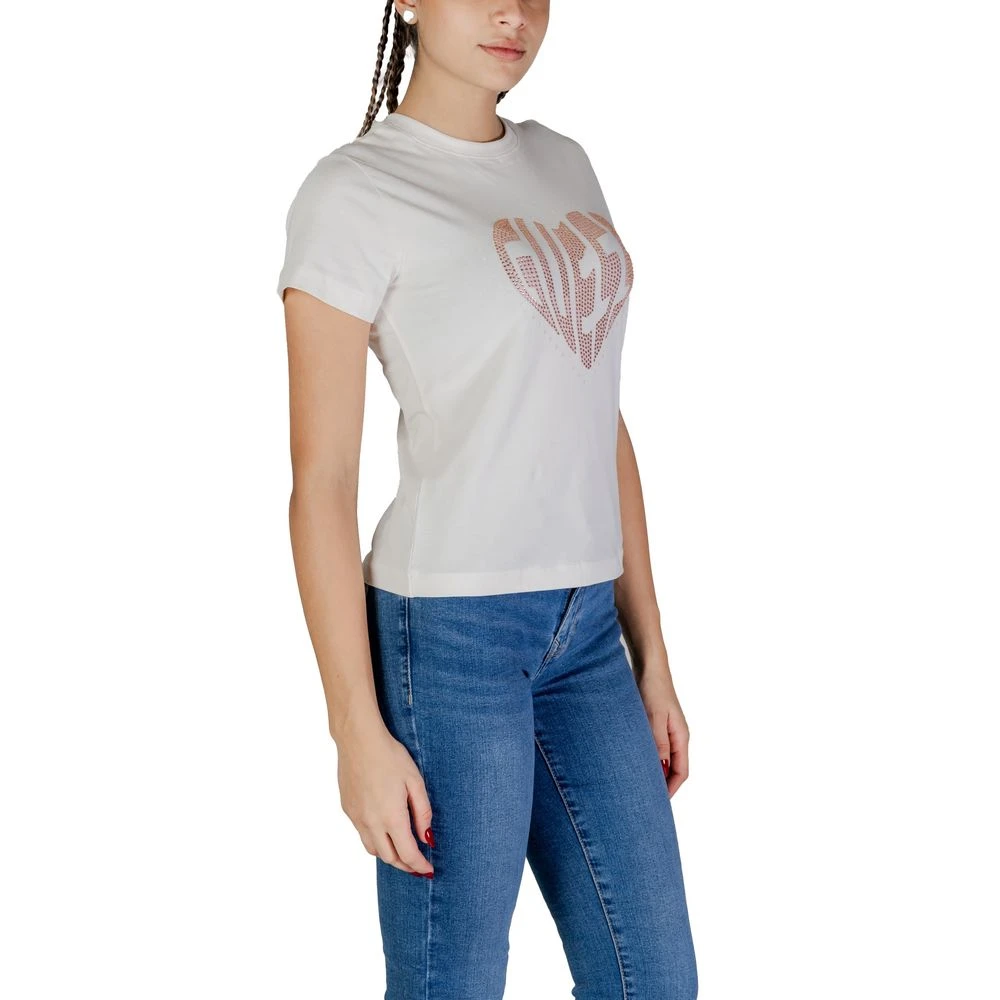 Guess Crème Katoenen T-shirt Lente Zomer Collectie White Dames