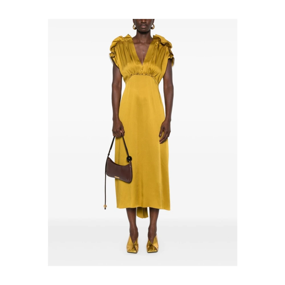 Victoria Beckham Gouden Lange Jurk Yellow Dames