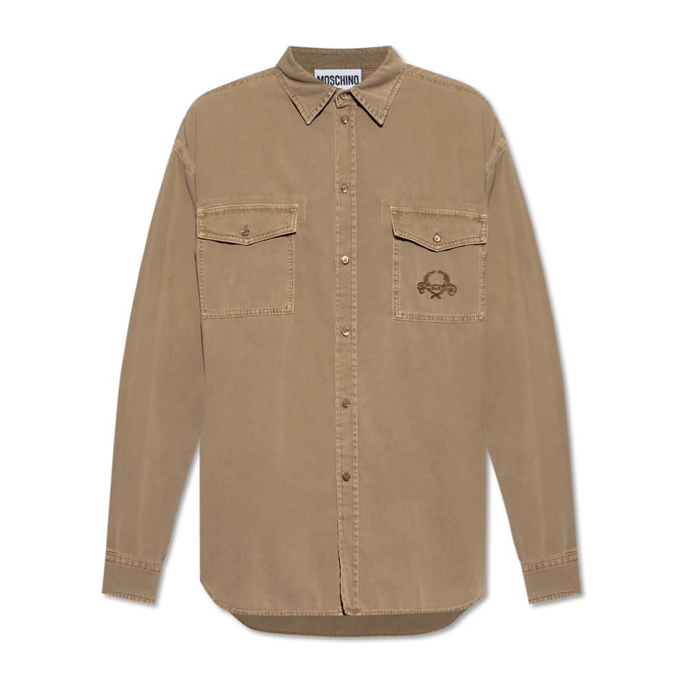 Moschino Shirt met logo Beige Heren