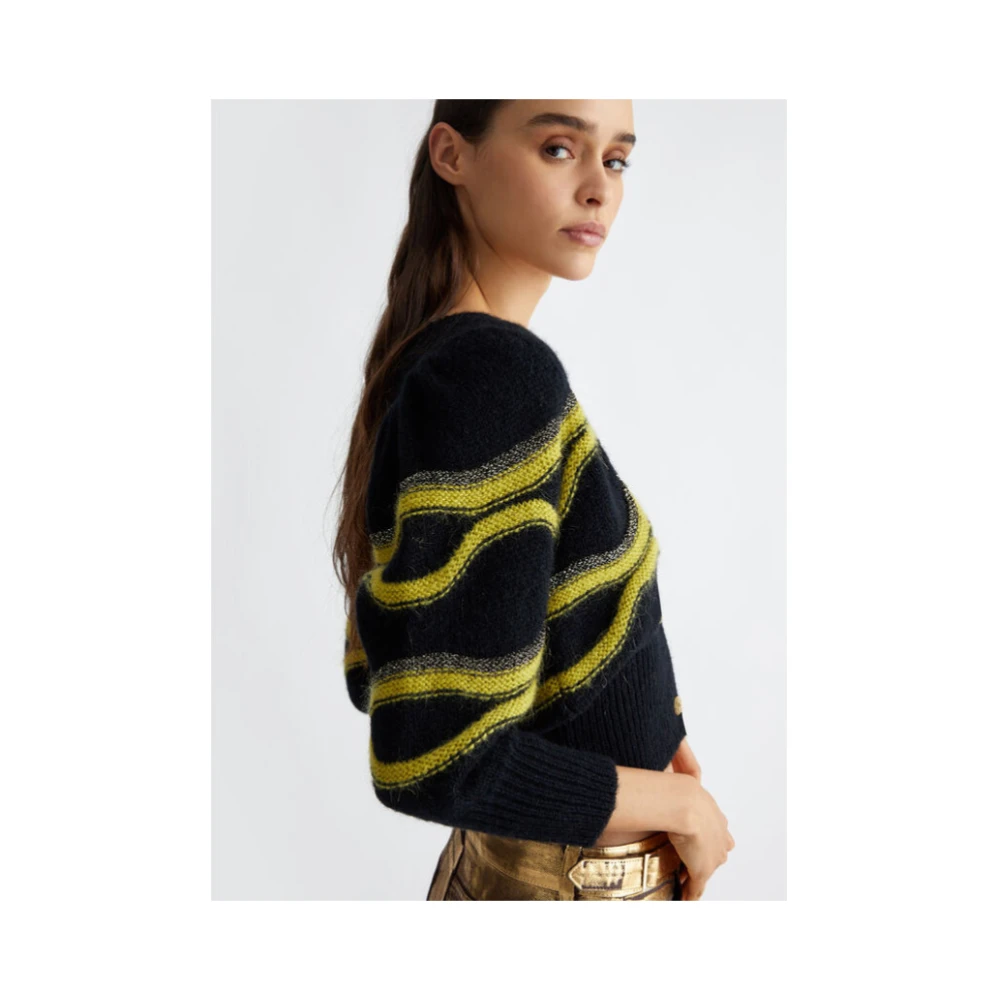 Liu Jo Jacquard Alpaca Cardigan in Mist Black Dames