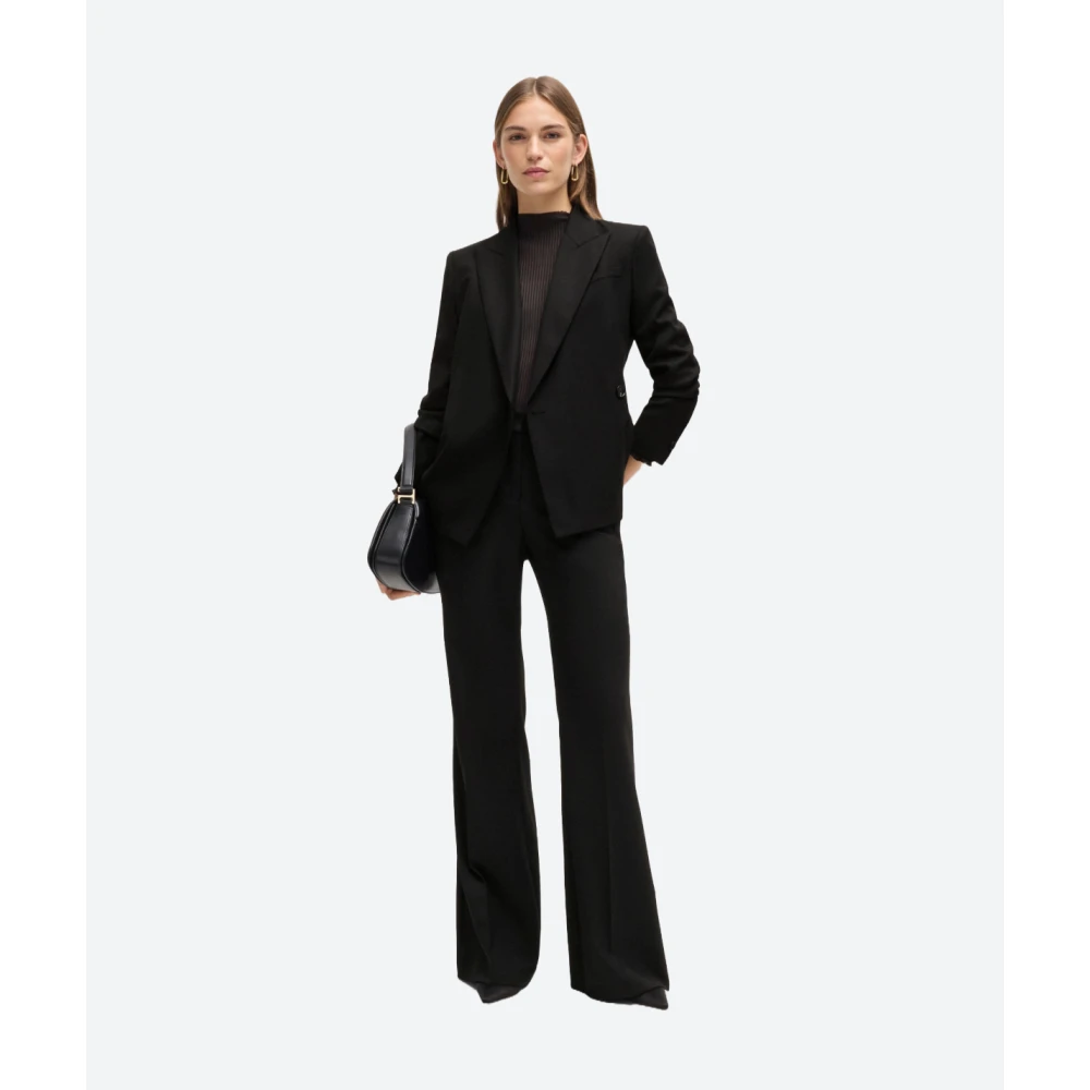 Hugo Boss Gestreepte wollen twill jas Black Dames