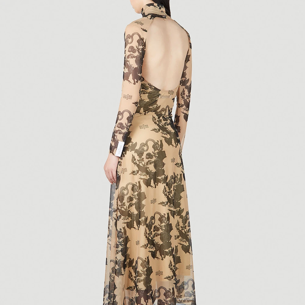 Rokh Maxi Jurk Beige Dames